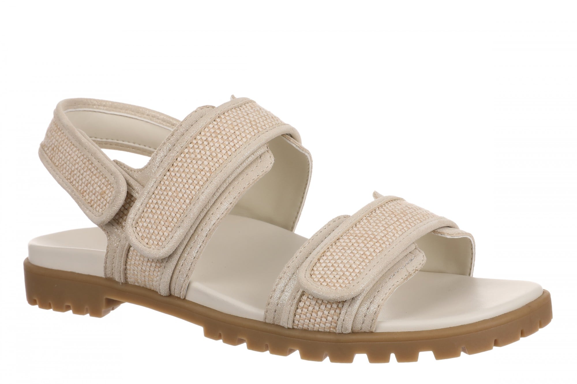 Does the Leopard Red Denim  sandal specifically, have any leather on it?